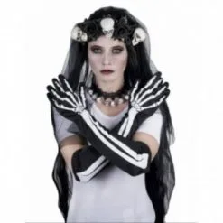 Party Fiesta Kit Skelett (Haarreif, Handschuhe, Halskette)